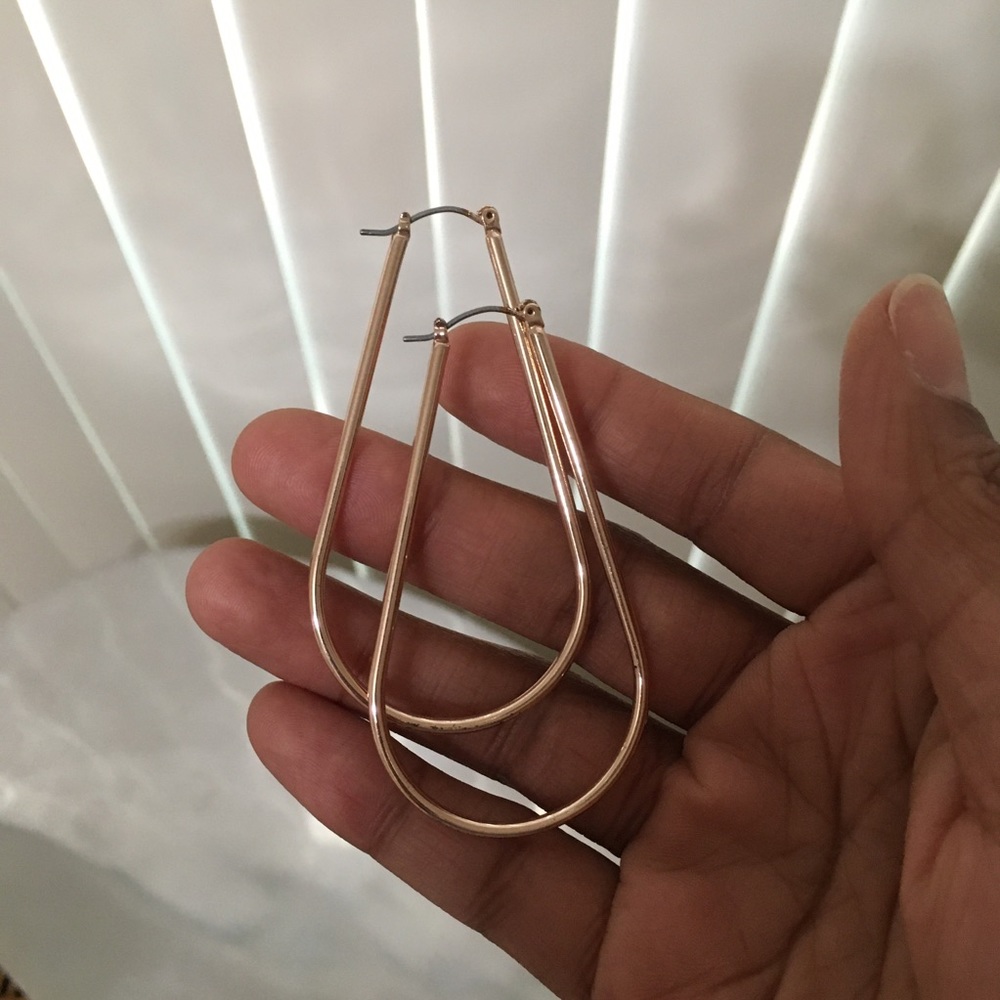 Rose Gold Rounded Drop Hoops - Picture 5 of 10
